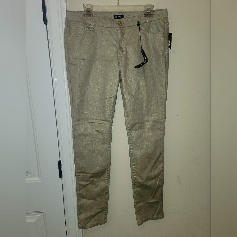 NWT Allen B. By Allen Schwartz Metallic Gold Denim Pants Jeans